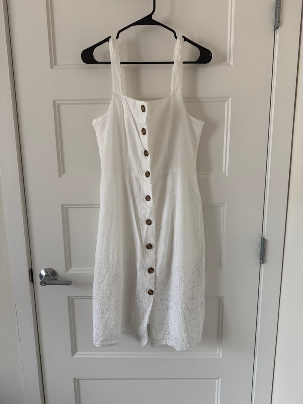 GAP White Eyelet Button-Front Midi Dress